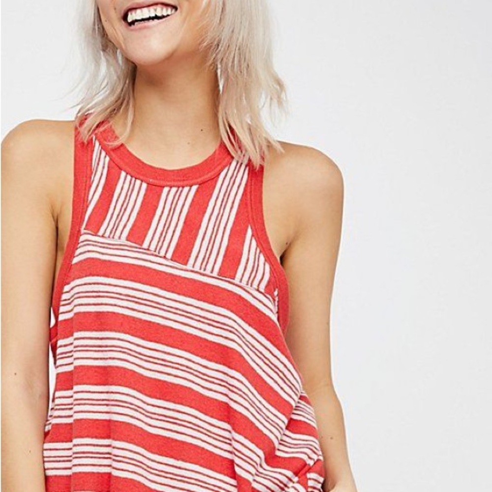 We the Free Striped Red and White Sleeveless Top